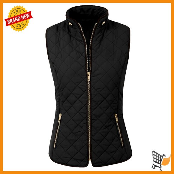 Jackets & Blazers - Lightweight Quilted Zip-Up Vest for Women, Slim Fit, Weatherproof